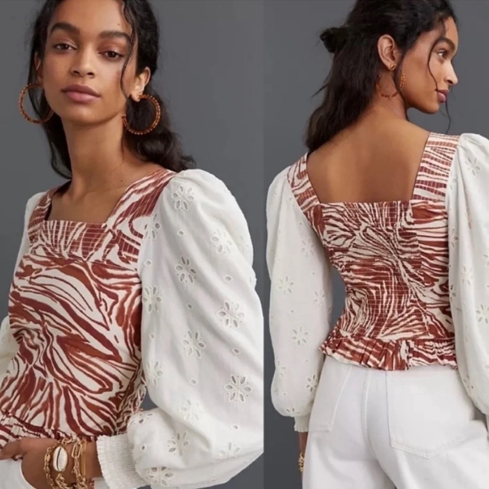 Love the Label Smocked Puff-Sleeve Blouse